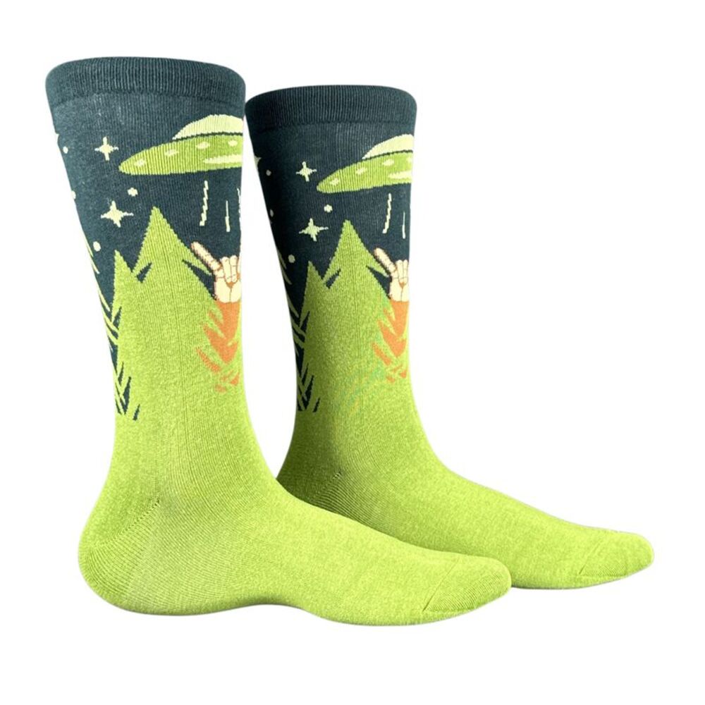 Bigfoot UFO Socks Funny Sarcastic Sasquatch Footwear For Men